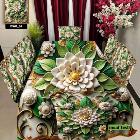 ৬ পিছ চেয়ার কভার এবং ডাইনিং টেবিল কভার 3D প্রিন্টেড- ৫০৮